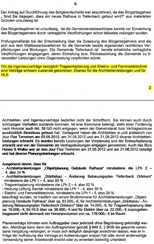 Ablehnungsbescheid der Gemeinde